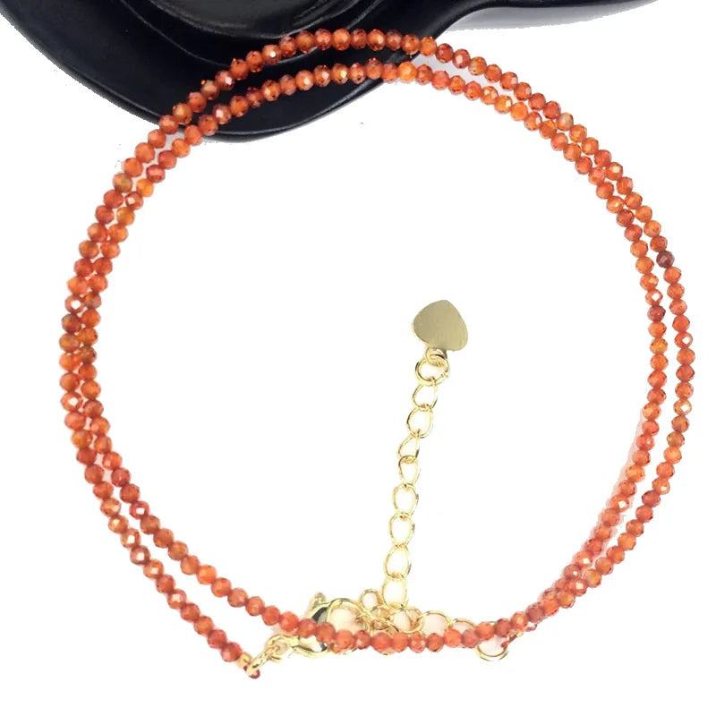Fashion Faceted Gemstones 2mm beads Necklace Pink Quartz Crystal Turquoise Garnet Olivine Choker Men Female Jewelry Party Gift