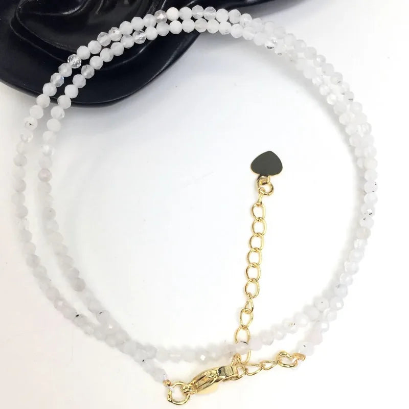 Fashion Faceted Gemstones 2mm beads Necklace Pink Quartz Crystal Turquoise Garnet Olivine Choker Men Female Jewelry Party Gift