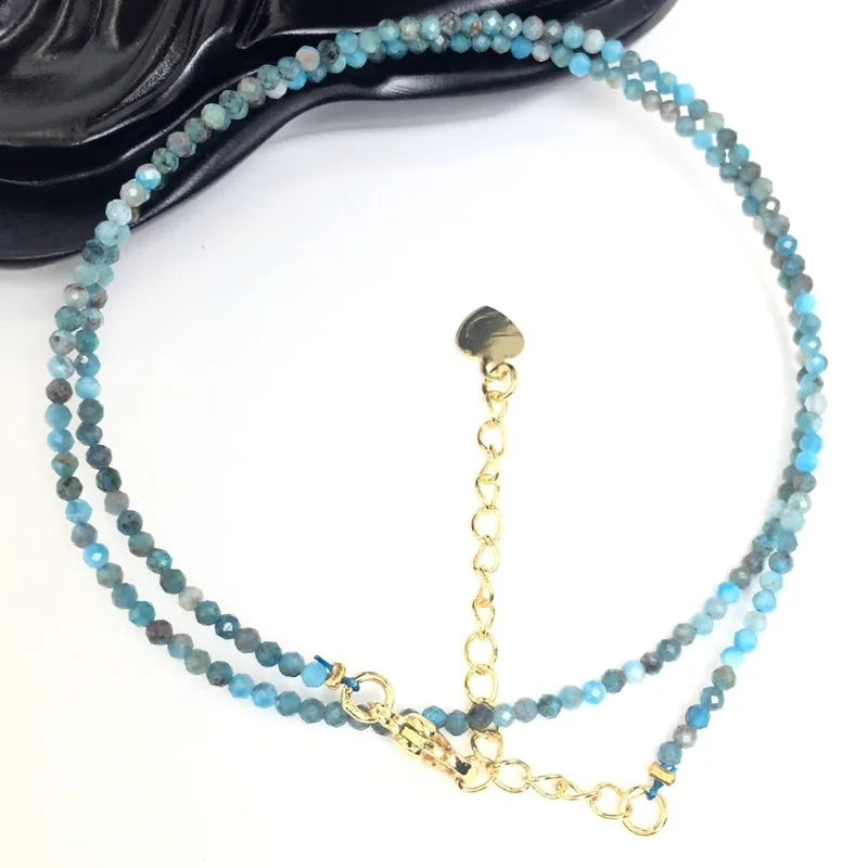 Fashion Faceted Gemstones 2mm beads Necklace Pink Quartz Crystal Turquoise Garnet Olivine Choker Men Female Jewelry Party Gift