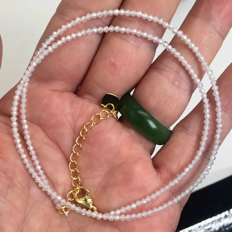 Fashion Faceted Gemstones 2mm beads Necklace Pink Quartz Crystal Turquoise Garnet Olivine Choker Men Female Jewelry Party Gift