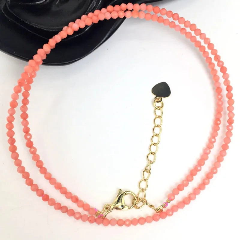 Fashion Faceted Gemstones 2mm beads Necklace Pink Quartz Crystal Turquoise Garnet Olivine Choker Men Female Jewelry Party Gift