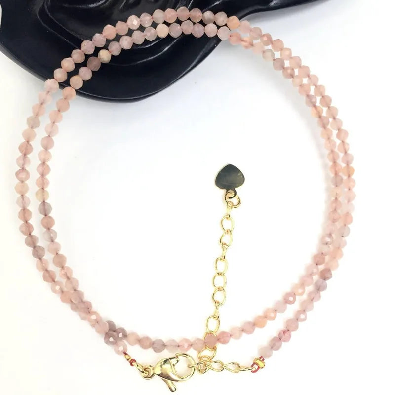 Fashion Faceted Gemstones 2mm beads Necklace Pink Quartz Crystal Turquoise Garnet Olivine Choker Men Female Jewelry Party Gift