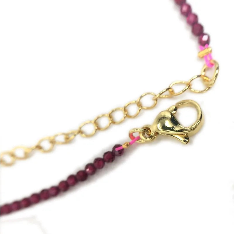 Fashion Faceted Gemstones 2mm beads Necklace Pink Quartz Crystal Turquoise Garnet Olivine Choker Men Female Jewelry Party Gift