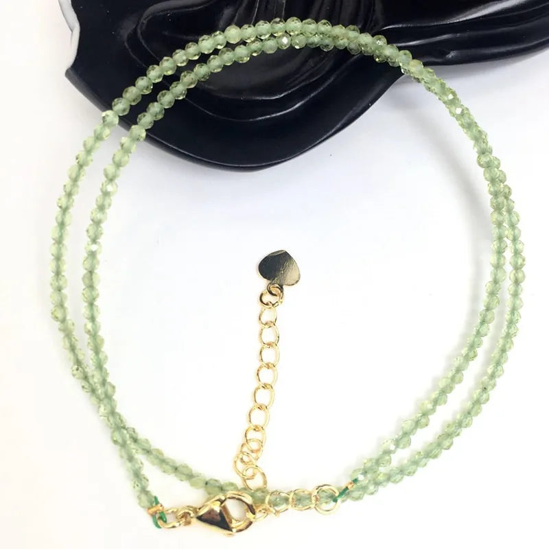 Fashion Faceted Gemstones 2mm beads Necklace Pink Quartz Crystal Turquoise Garnet Olivine Choker Men Female Jewelry Party Gift