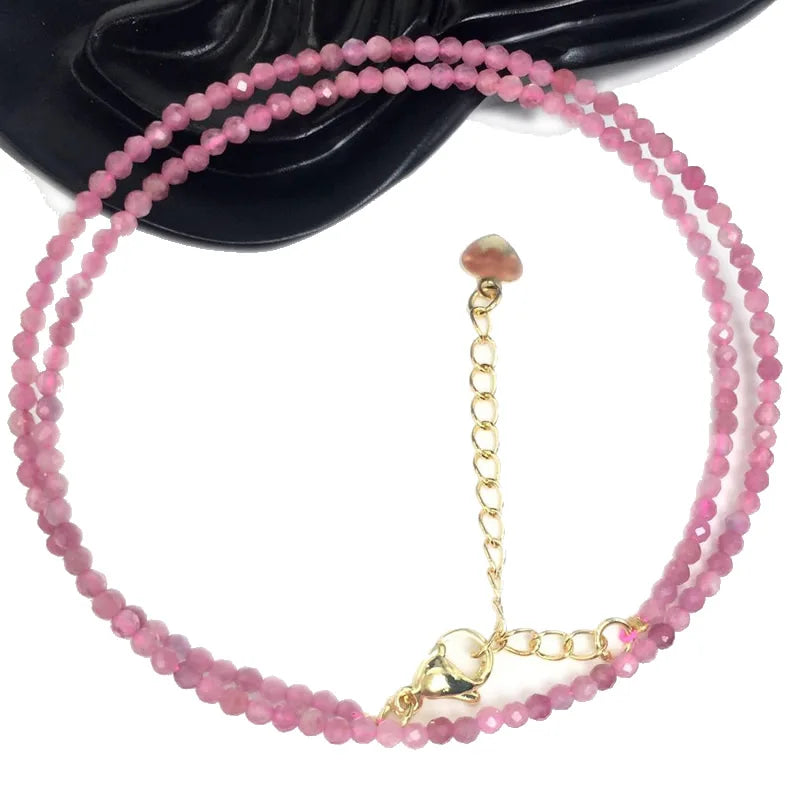 Fashion Faceted Gemstones 2mm beads Necklace Pink Quartz Crystal Turquoise Garnet Olivine Choker Men Female Jewelry Party Gift