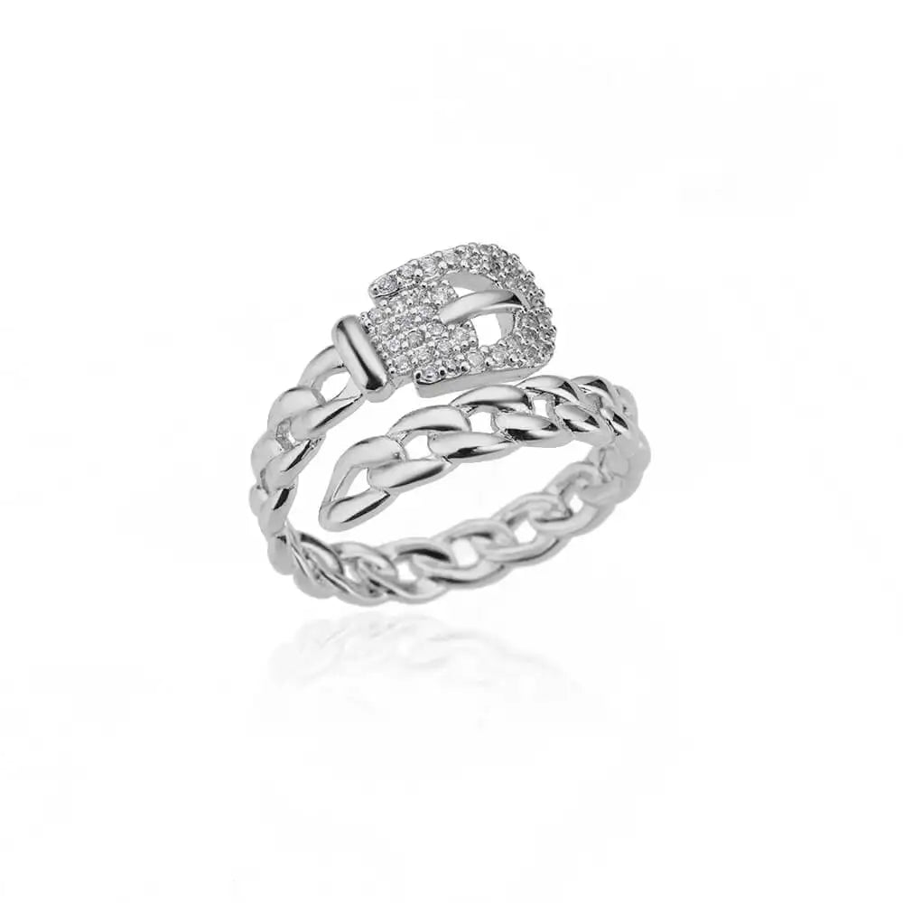 Zircon Belt Rings For Women Stainless Steel Adjustable Finger Ring Femme Geometric 2023 Wedding Aesthetic Jewerly Gift anillos