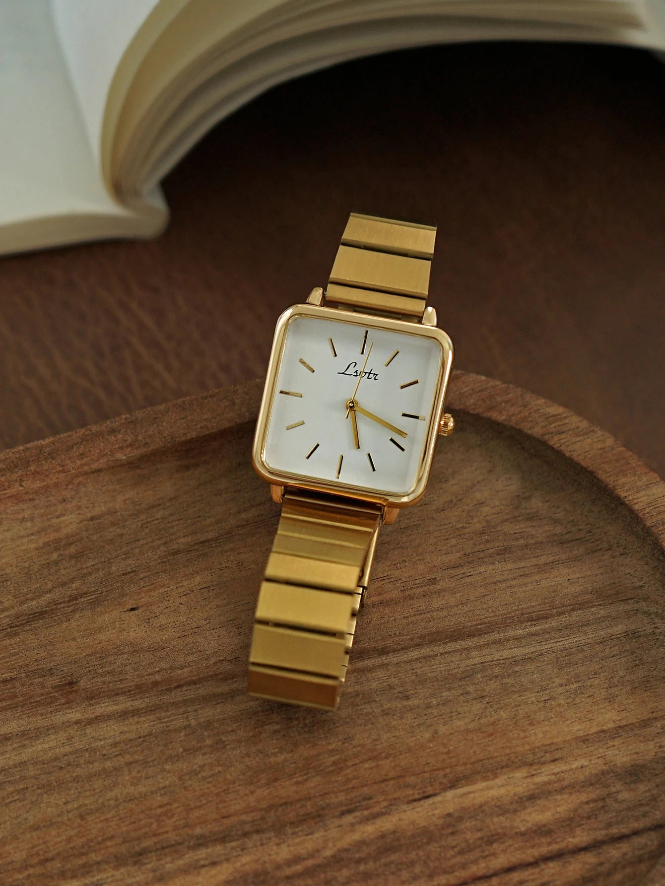 1 new retro elegant gold stainless steel strap ladies quartz watch square dial niche design waterproof for daily wear and gifts