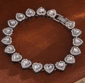 2025 New 45CM Luxurious Shiny Heart type Rhinestone Hop Tennis Chain Bracelet Necklace for Women Men Jewelry Gift