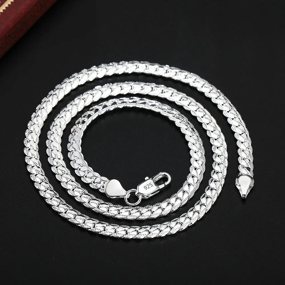 Fine Top Brand Silver Color 6mm Chain Necklace for Woman Men 16-24inch Fashion Wedding Party Jewelry Gift Dropshipping