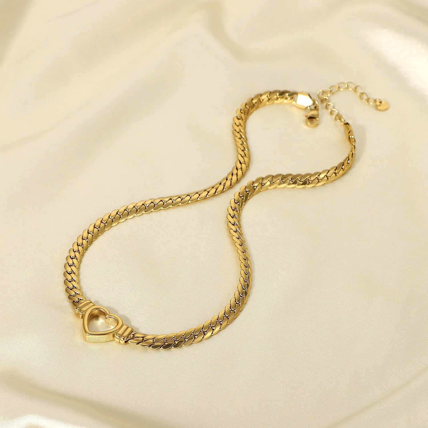 Y2k Stainless Steel Heart Pendant Bead OT Clasp Necklace For Women Men Fashion Geometric Charm Necklace Party Jewelry Gifts