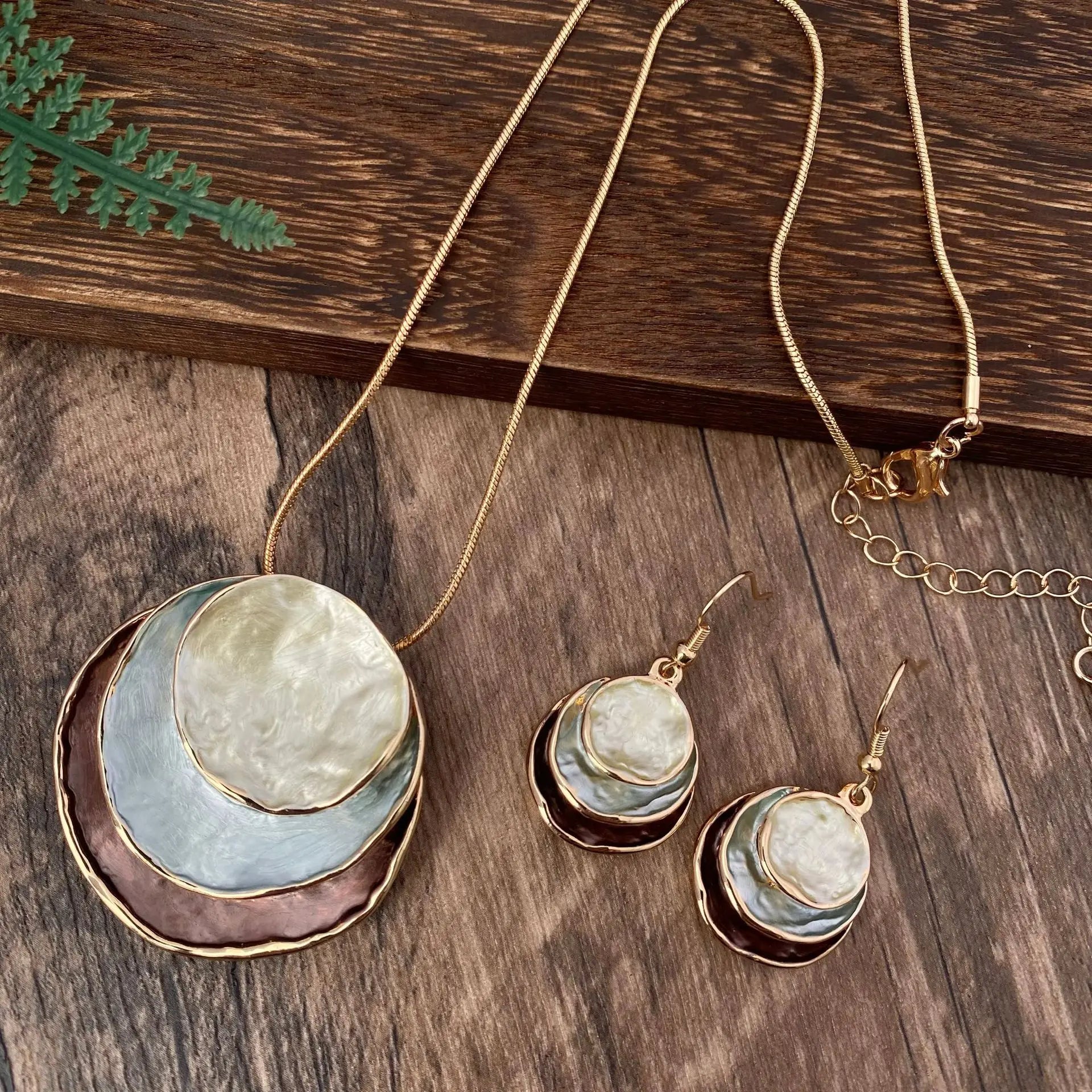 New Vintage Irregular Earring Necklace Circular Pendants Layered Aesthetic Decoration Choker Trend Elegant Jewelry Set for Women