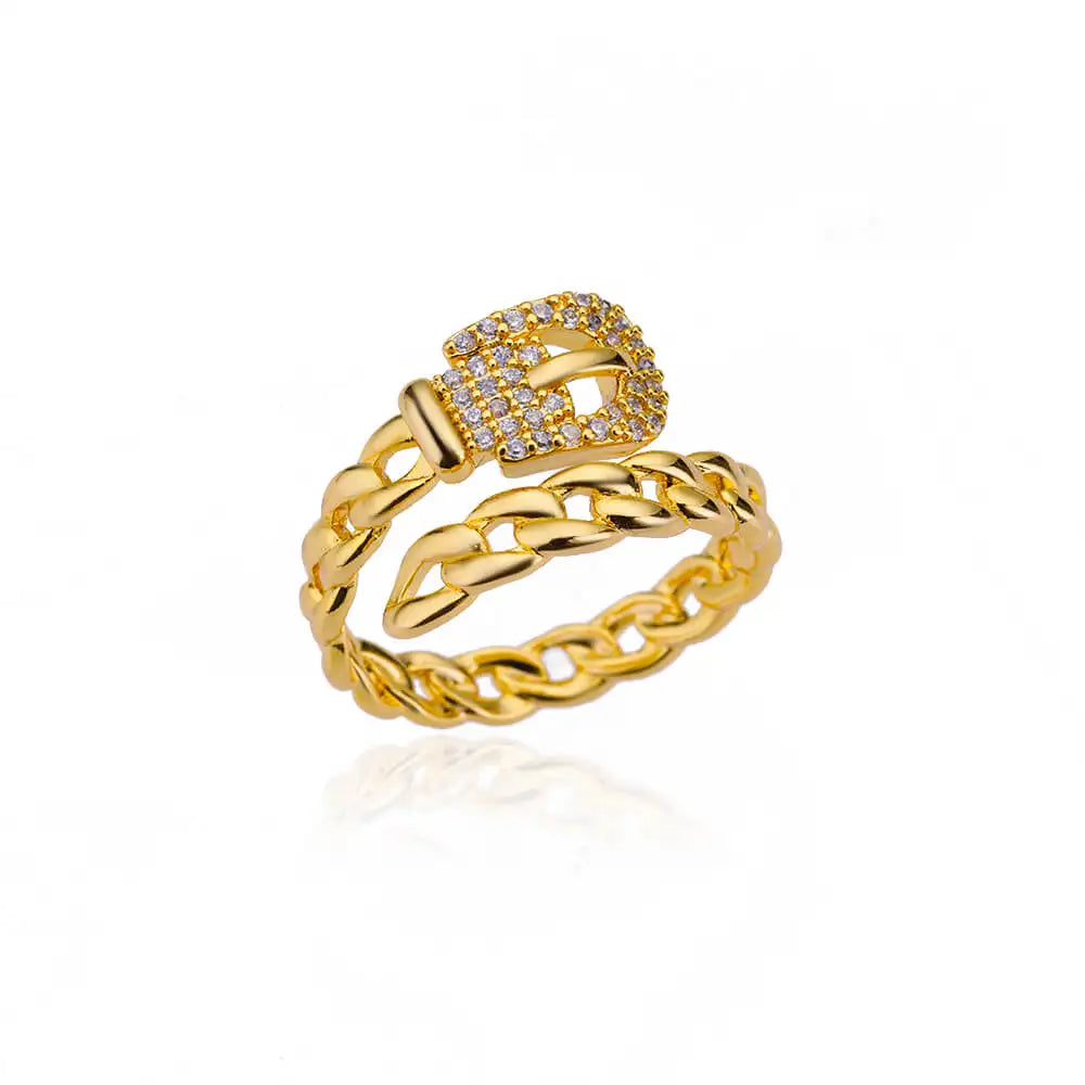 Zircon Belt Rings For Women Stainless Steel Adjustable Finger Ring Femme Geometric 2023 Wedding Aesthetic Jewerly Gift anillos
