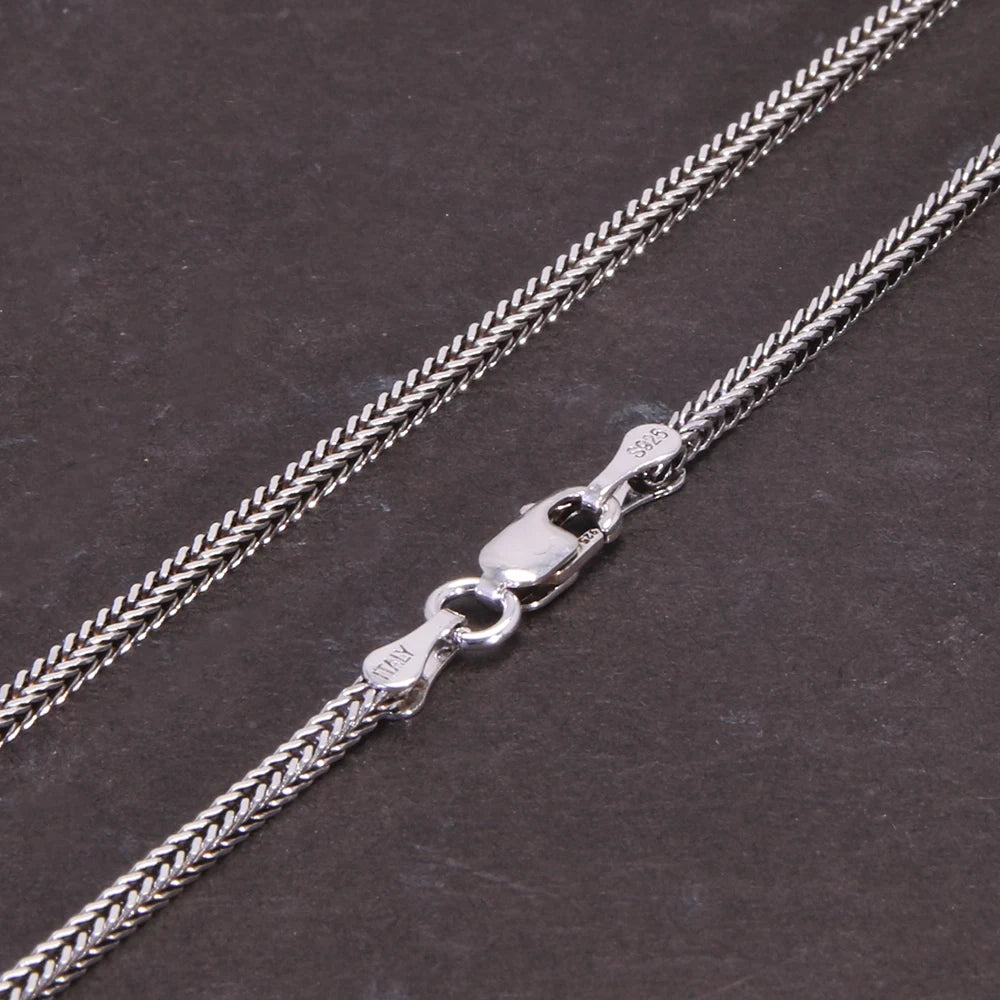 Real S925 Pure Silver Men's Necklace 3MM Foxtail Necklace for Men Individuality Vintage solid Silver Snake Bone Chain