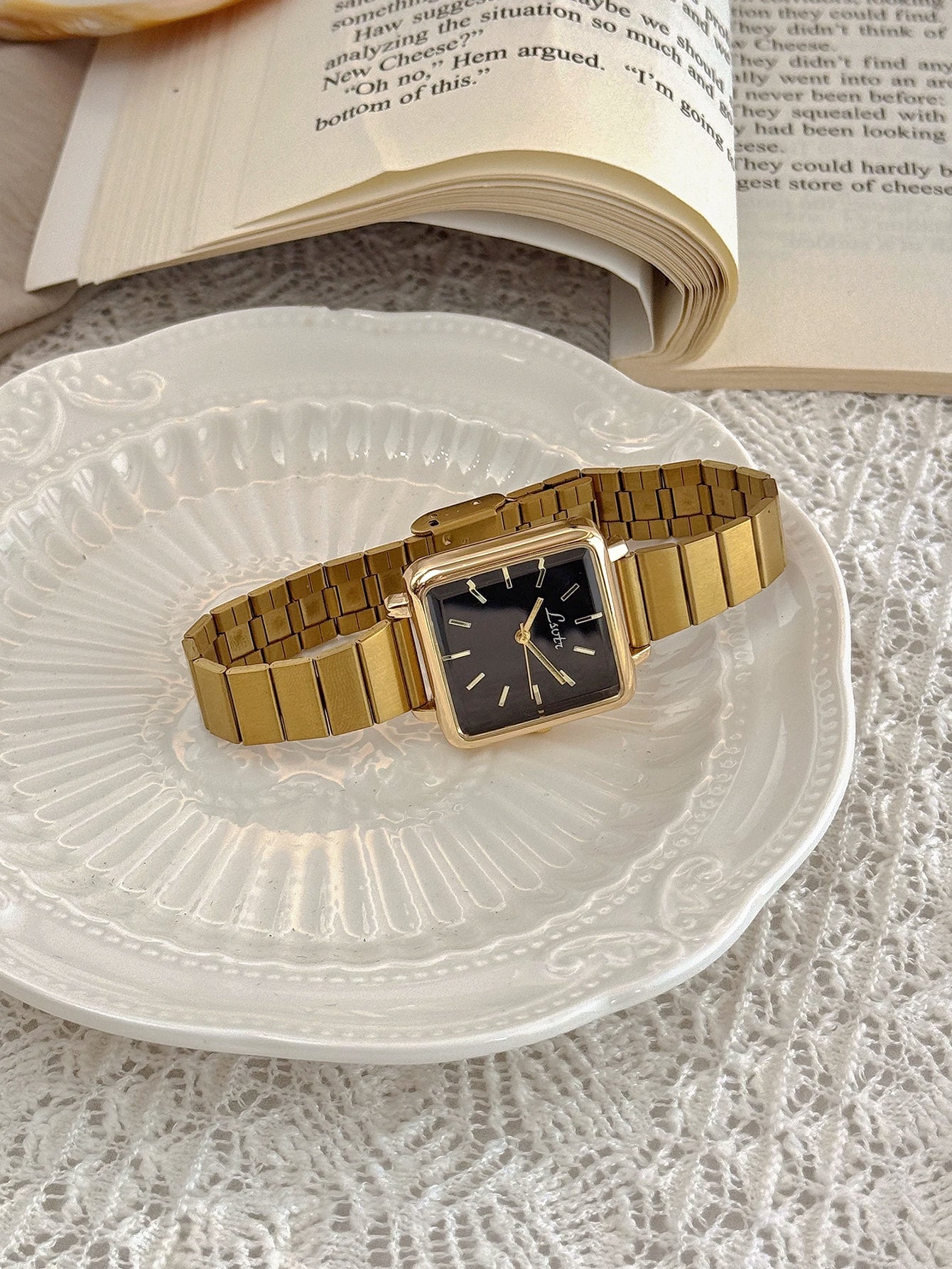 1 new retro elegant gold stainless steel strap ladies quartz watch square dial niche design waterproof for daily wear and gifts