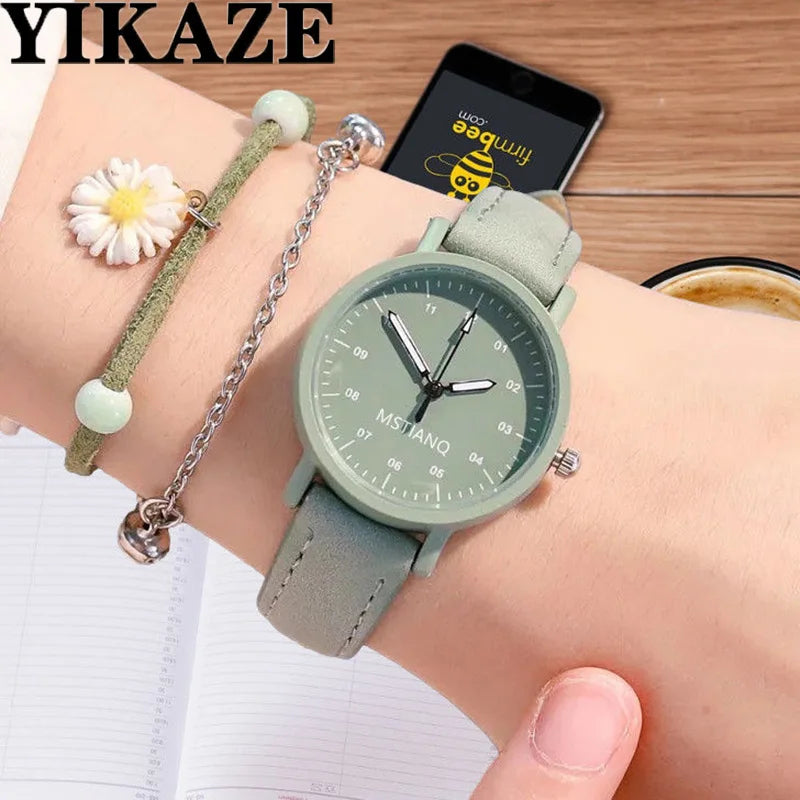 YIKAZE Elegant Leather Strap Watch