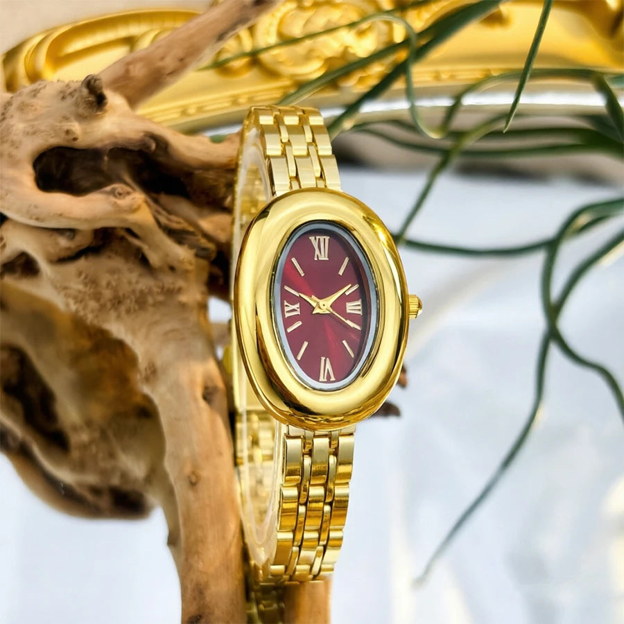 Women Watch Elegant - Vintage Bathtub Oval Dial Steel Strap Timepiece