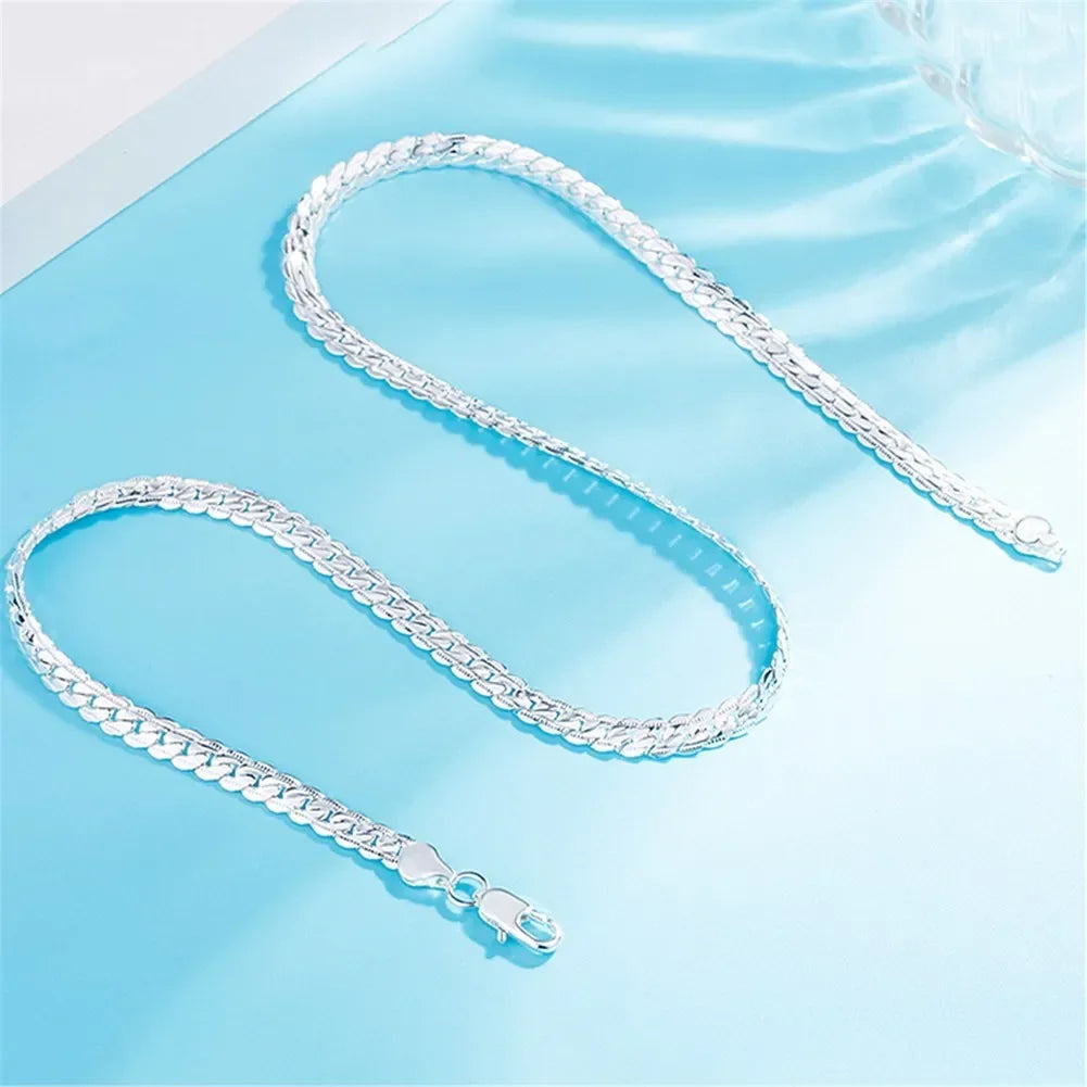 Fine Top Brand Silver Color 6mm Chain Necklace for Woman Men 16-24inch Fashion Wedding Party Jewelry Gift Dropshipping