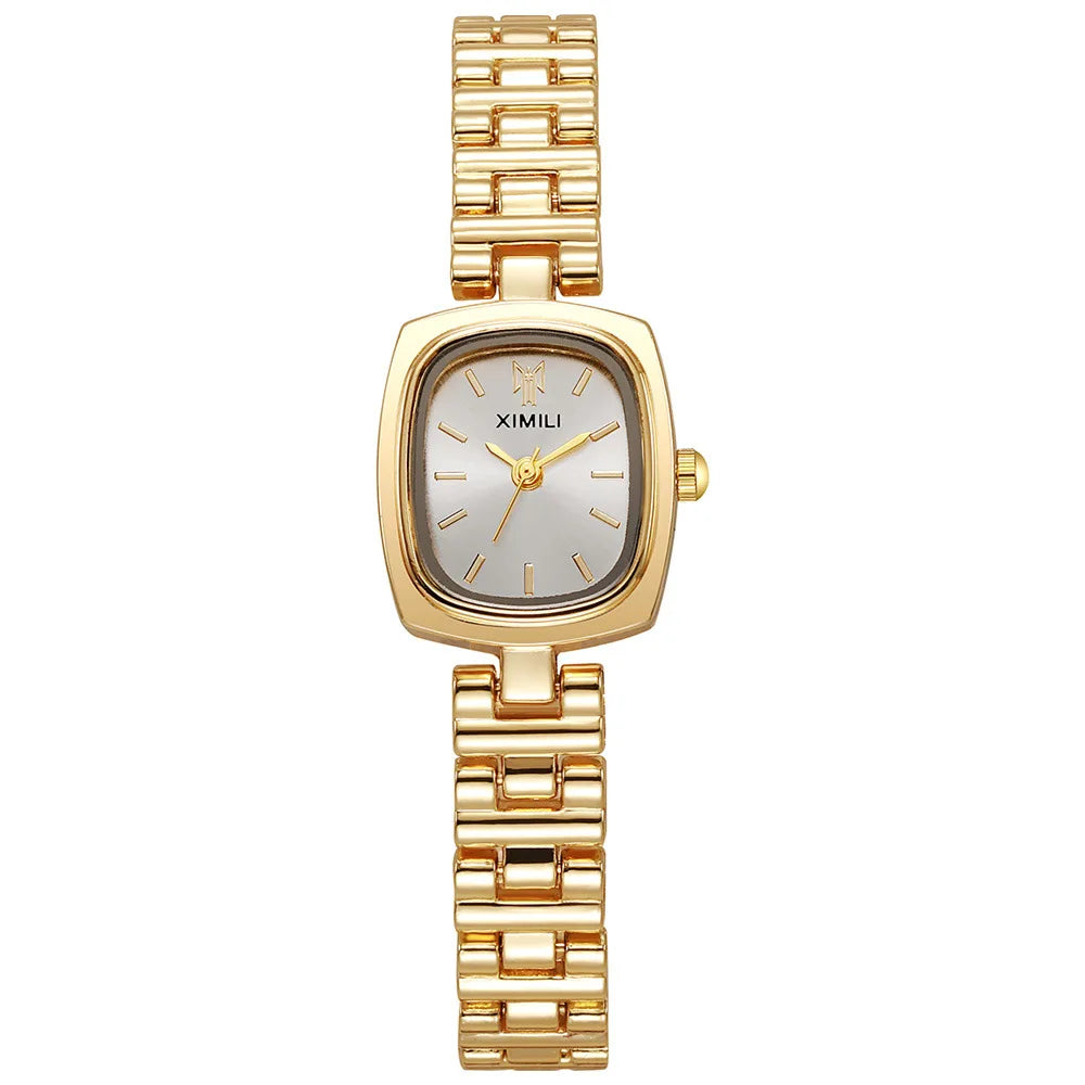 New Women's Square Watch Retro Light Luxury Steel Belt Watch Quartz Watch