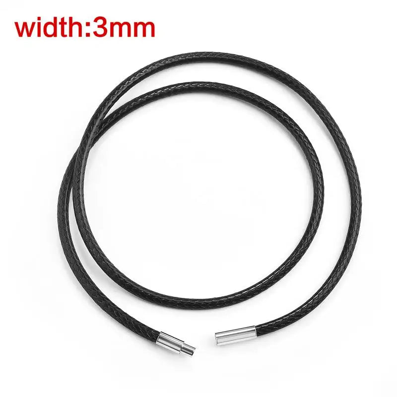 45/50/60cm Black Brown Braid Wax Cord DIY Pendant Necklace Jewelry Making Handmade Leather Rope Steel Clasp String Chain