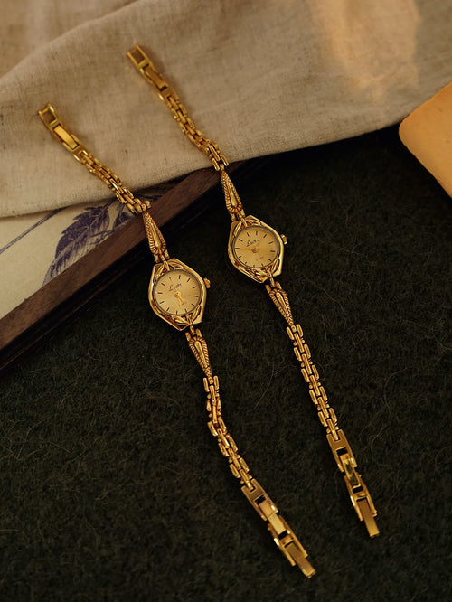 1 new gold French classic retro simple compact ladies quartz watch stainless steel strap diamond case with gold dial and black linear scale niche design set off the elegance and exquisiteness of this ladies watch