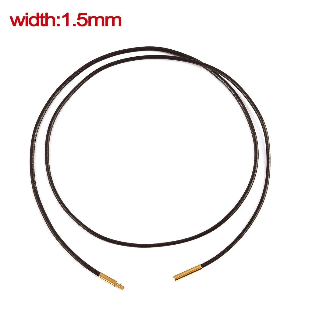 45/50/60cm Black Brown Braid Wax Cord DIY Pendant Necklace Jewelry Making Handmade Leather Rope Steel Clasp String Chain