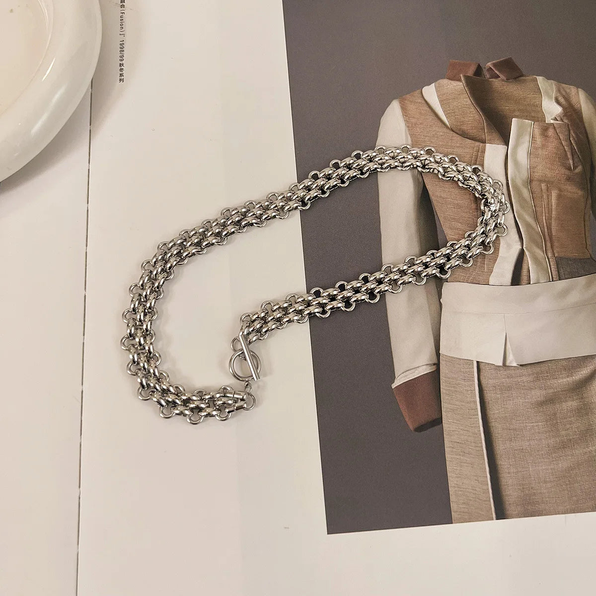 Y2k Stainless Steel Heart Pendant Bead OT Clasp Necklace For Women Men Fashion Geometric Charm Necklace Party Jewelry Gifts