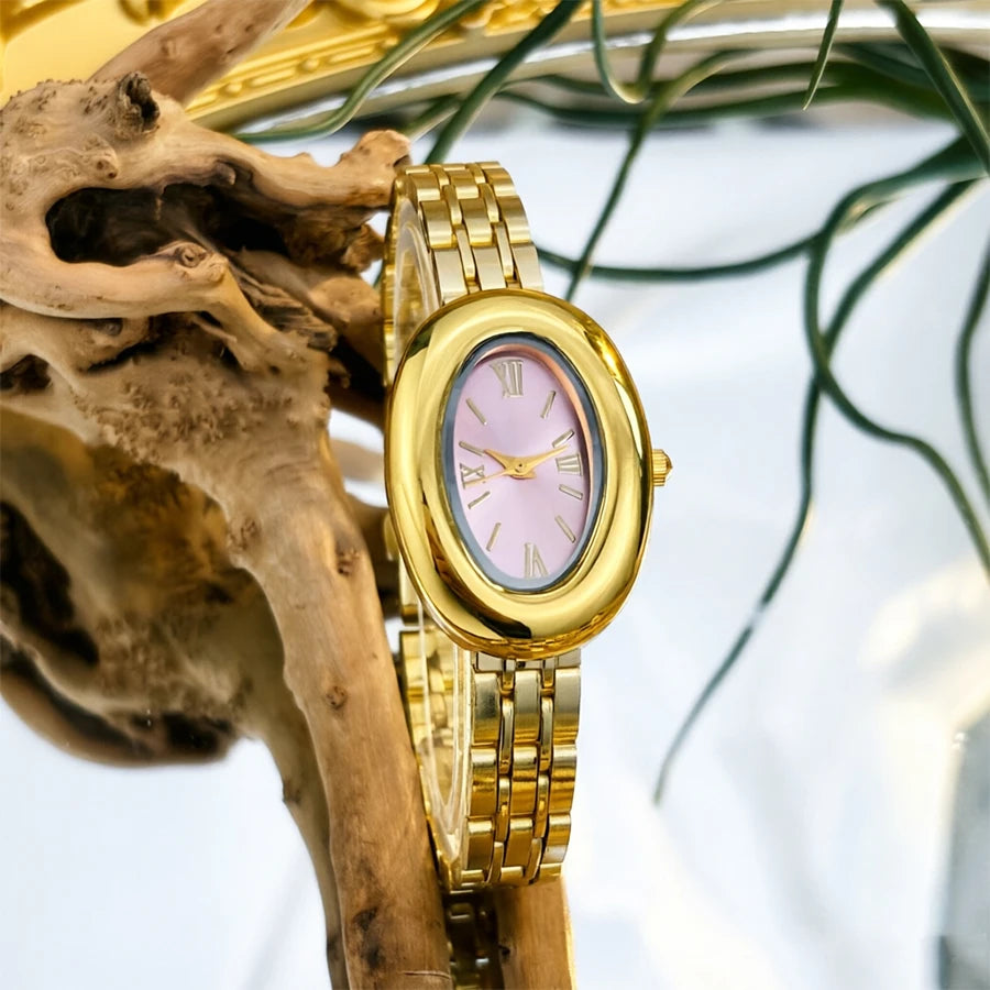 Women Watch Elegant - Vintage Bathtub Oval Dial Steel Strap Timepiece