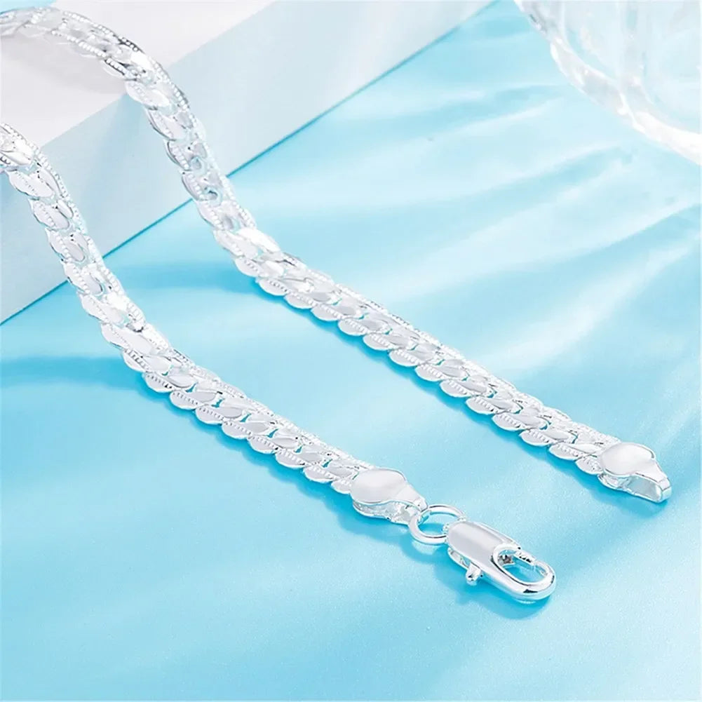 Fine Top Brand Silver Color 6mm Chain Necklace for Woman Men 16-24inch Fashion Wedding Party Jewelry Gift Dropshipping