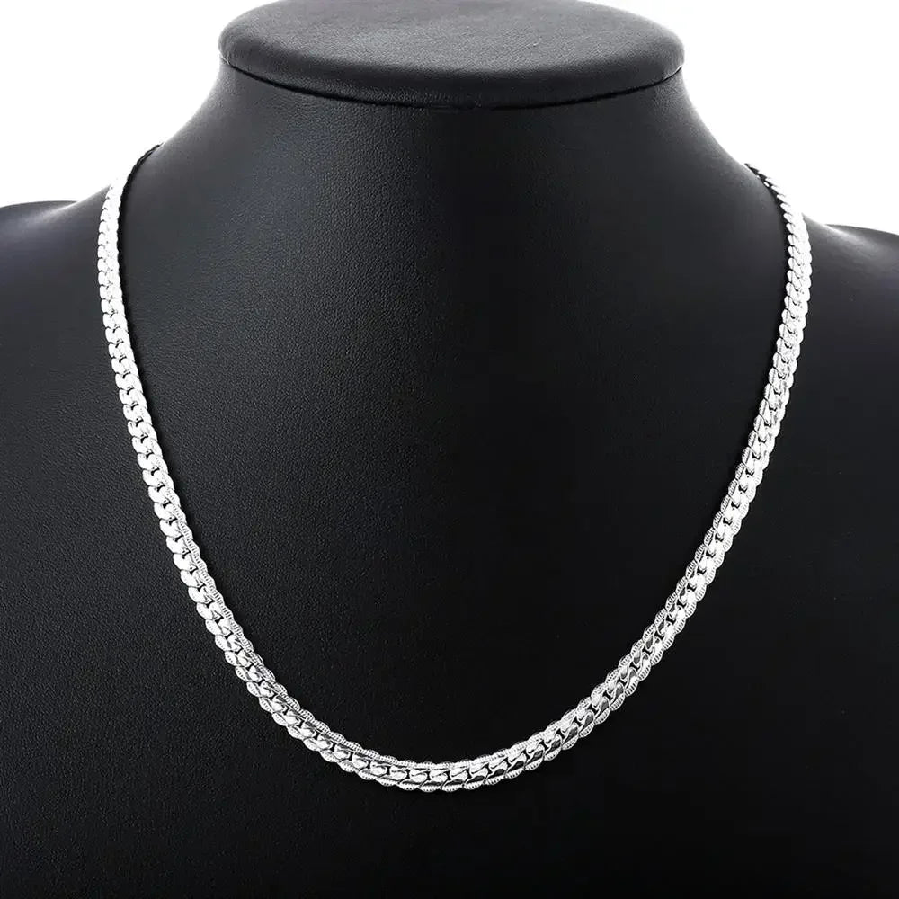 Fine Top Brand Silver Color 6mm Chain Necklace for Woman Men 16-24inch Fashion Wedding Party Jewelry Gift Dropshipping