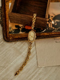 1 PC French Vintage Elegance: Petite Gold Dial Women's Quartz Watch with Bracelet Strap – Luxurious, Water-Resistant & Versatile