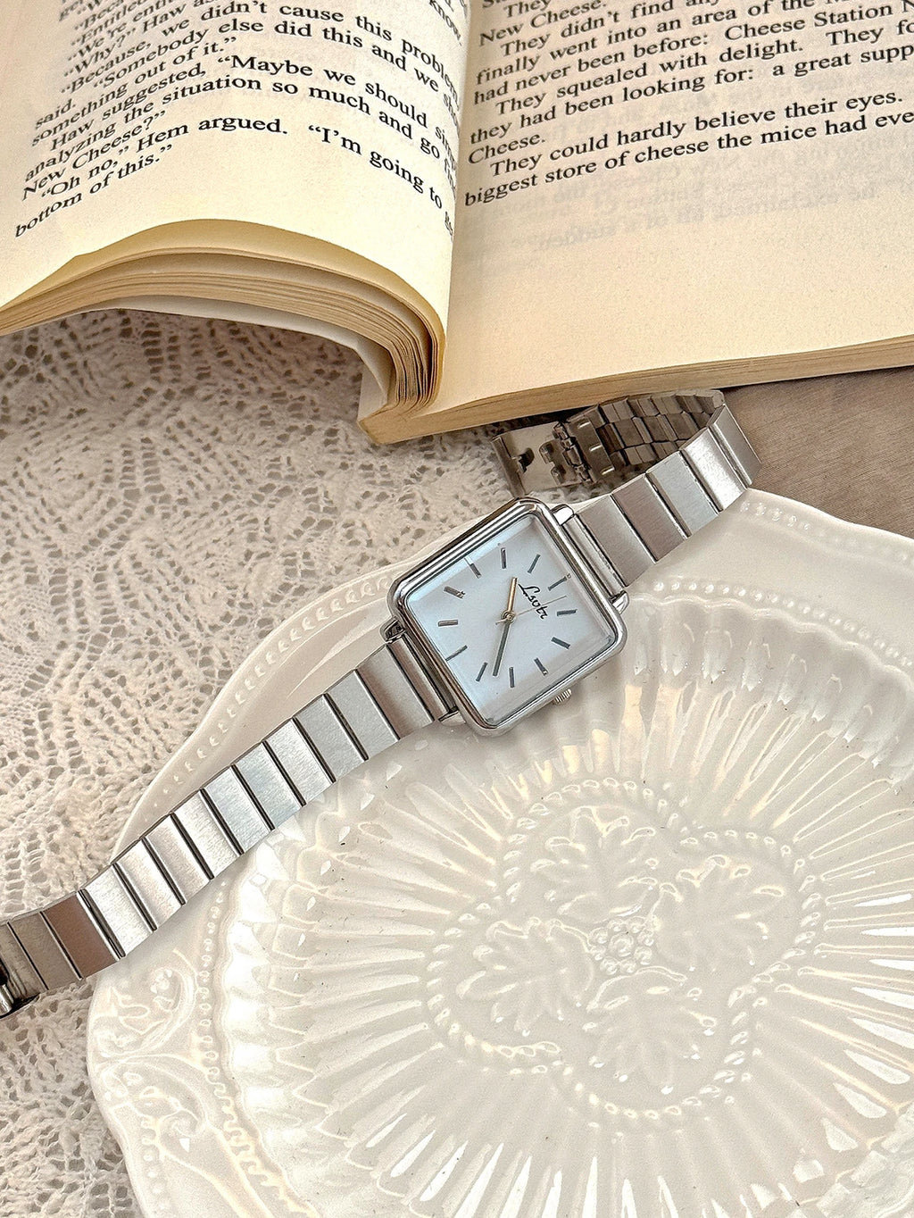 1 new retro elegant gold stainless steel strap ladies quartz watch square dial niche design waterproof for daily wear and gifts
