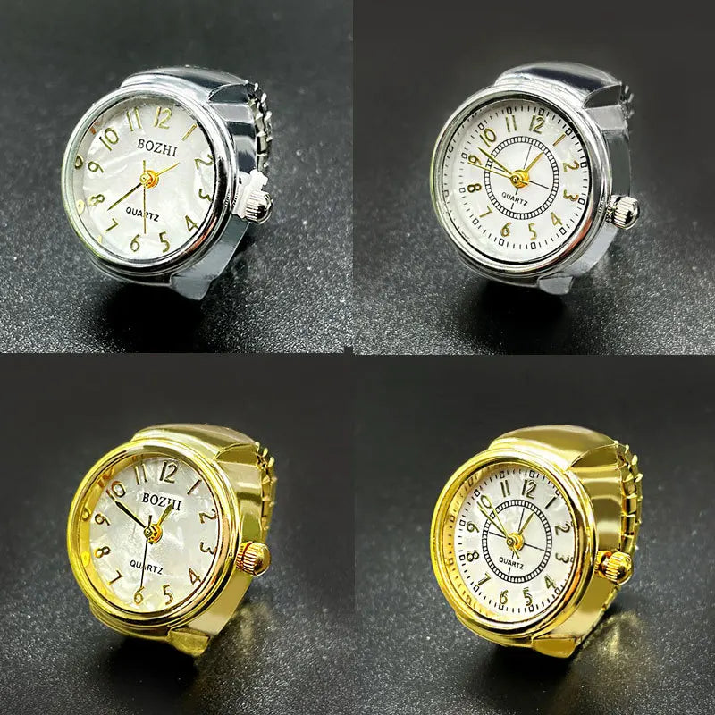 Finger Watches Selling Round Golden Silvery Quartz Men's And Women's Simple Ring Watches