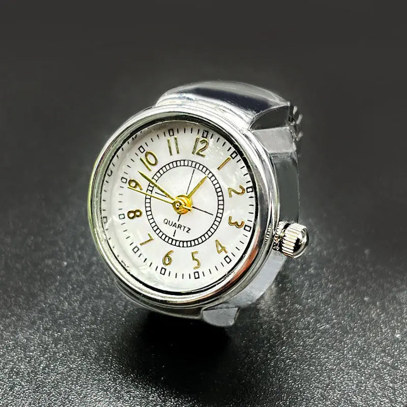 Finger Watches Selling Round Golden Silvery Quartz Men's And Women's Simple Ring Watches