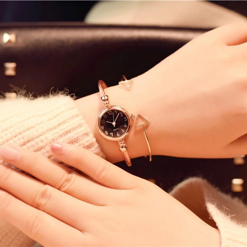YIKAZE Women Bracelet Watch Retro Gold Bangle Women Watches Stainless Steel Retro Ladies Quartz Wristwatch Clock Dress Watch
