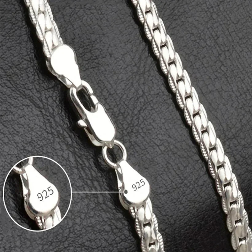 Fine Top Brand Silver Color 6mm Chain Necklace for Woman Men 16-24inch Fashion Wedding Party Jewelry Gift Dropshipping