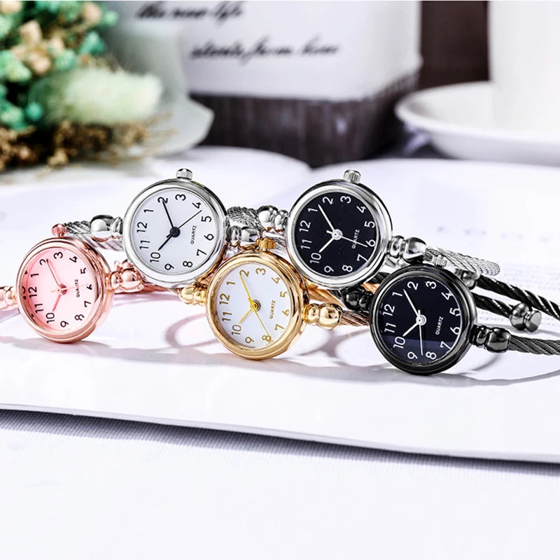 YIKAZE Women Bracelet Watch Retro Gold Bangle Women Watches Stainless Steel Retro Ladies Quartz Wristwatch Clock Dress Watch