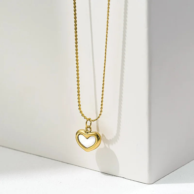 Y2k Stainless Steel Heart Pendant Bead OT Clasp Necklace For Women Men Fashion Geometric Charm Necklace Party Jewelry Gifts