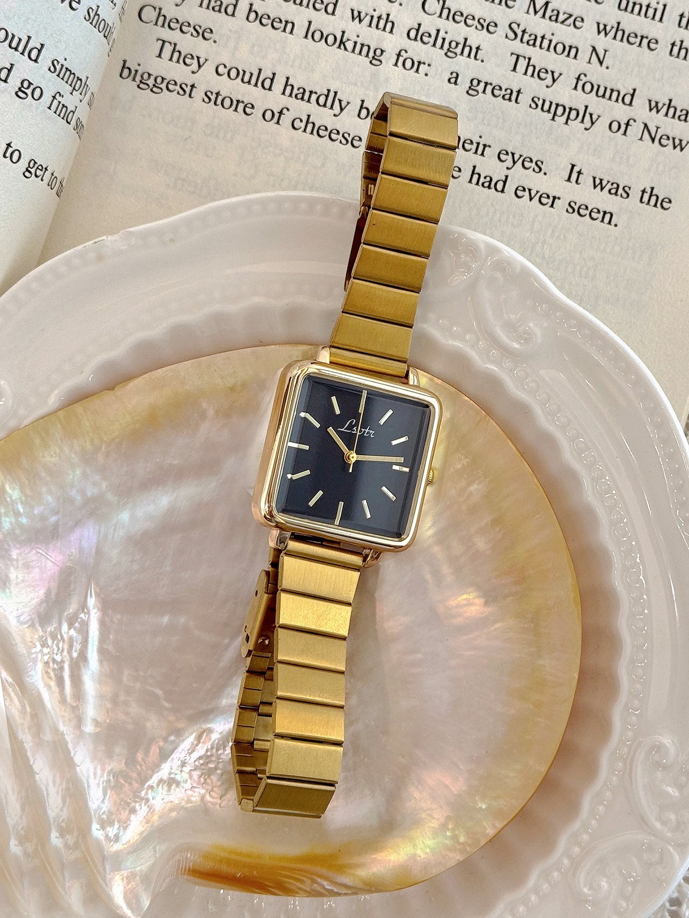 1 new retro elegant gold stainless steel strap ladies quartz watch square dial niche design waterproof for daily wear and gifts